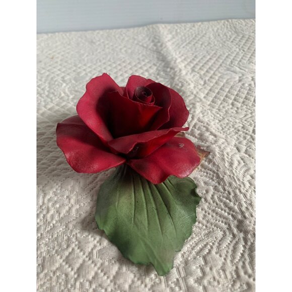 Dea Capodimote Red Rose with Leaves porcelain figure Made in Italy - Picture 4 of 9